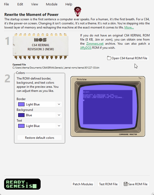 C64 KERNAL Genesis Application Preview